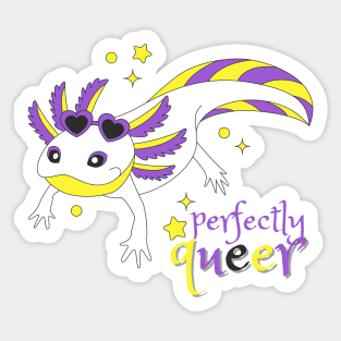 Nonbinary Pride Axolotl Sticker